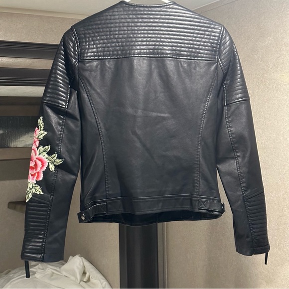 Top Shop Embroidered Leather Jacket - Picture 6 of 8